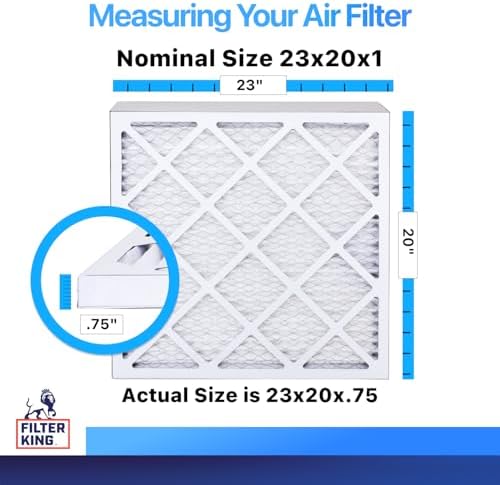 Filter King 23x20x1 Air Filter | 4-PACK | MERV 8 HVAC Pleated A/C Furnace Filters | MADE IN USA | Actual Size: 23 x 20 x .75"