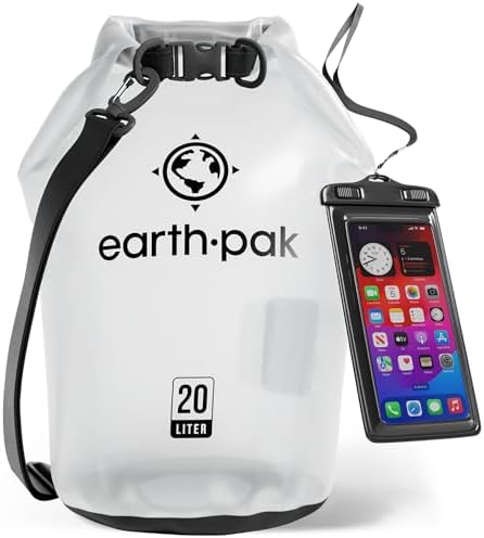 Earth Pak Waterproof Dry Bag - Roll Top Waterproof Backpack Sack Keeps Gear Dry for Kayak with Waterproof Phone Case