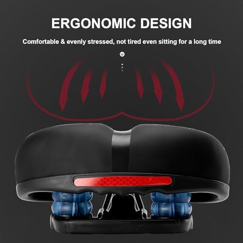 ROCKBROS Bike Seat Comfort Bike Saddle Mountain Bicycle Accessories for Men Women Soft Wide Bike Seat Cushion Dual Shock Absorbing with Reflective Strip
