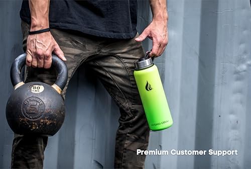 HYDRO CELL Stainless Steel Insulated Water Bottle with Straw - For Cold & Hot Drinks - Metal Vacuum Flask with Screw Cap and Modern Leakproof Sport Thermos for Adults (Neon 40oz)