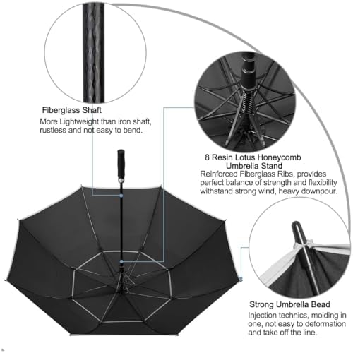 G4Free 47/54/62/68 Inch Automatic Open Golf Umbrella Oversize Extra Large Double Canopy Vented Windproof Waterproof Stick Umbrellas