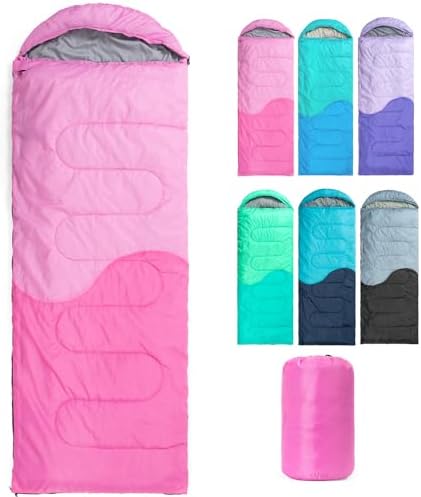 Sleeping Bag - 3 Seasons for Adults Kids Boys Girls Camping Hiking - Warm Cold Weather Lightweight Portable with Compression Bag for Backpacking in Spring, Summer, Fall and Winter