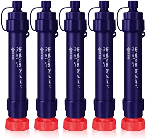 Membrane Solutions Water Filter Straw WS02, Detachable 4-Stage 0.1-Micron Portable Water Filter Camping, 5,000L Water Purifier Survival Gear and Equipment for Hiking Camping Travel and Emergency