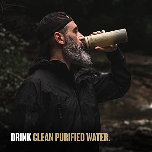 GRAYL UltraPress 16.9 oz Water Purifier & Filter Bottle for Hiking, Backpacking, Survival, Travel (Desert Tan)