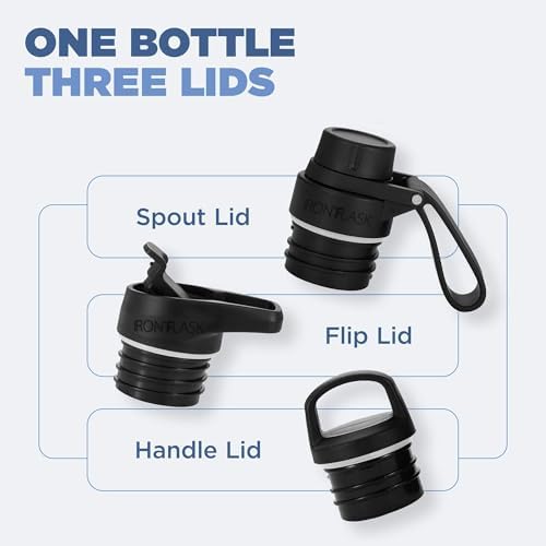 IRON °FLASK Camping & Hiking Hydration Canteens - 3 Lids (Narrow Spout Lid) Leak Proof Vacuum Insulated Stainless Steel - Hot & Cold Double Walled Sports Water Bottle - Lavender, 24 Oz