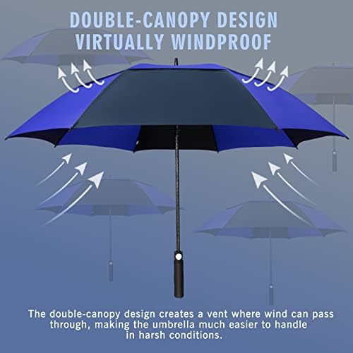 ZOMAKE Automatic Open Extra Large Golf Umbrella 51/54/62/68 Inch, Double Canopy Vented Windproof Oversize Stick Umbrellas for Rain