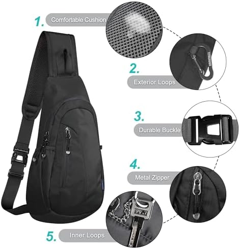 TITECOUGO Small Sling Bag, Lightweight Crossbody Backpack for Men Women, Shoulder Bag for Sports and Outdoor