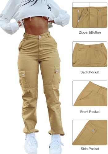 Cargo Pants for Women High Waisted Casual Pants Work Pants Baggy Stretchy Straight Leg Pants