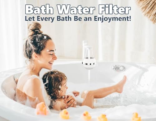 Bath Water Filter for Tub Faucet with Overflow,2,500 Gallons of Filtration,Remove contaminants,Chlorineand Fluoride,Hard Water Softener,Enhances The Health of Skin,Hair,Nails(Premium Version)