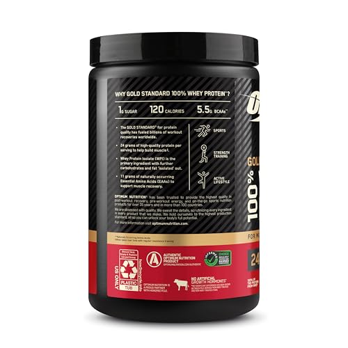 Optimum Nutrition Gold Standard 100% Whey Protein Powder, Vanilla Ice Cream, 1 Pound (Pack of 1)