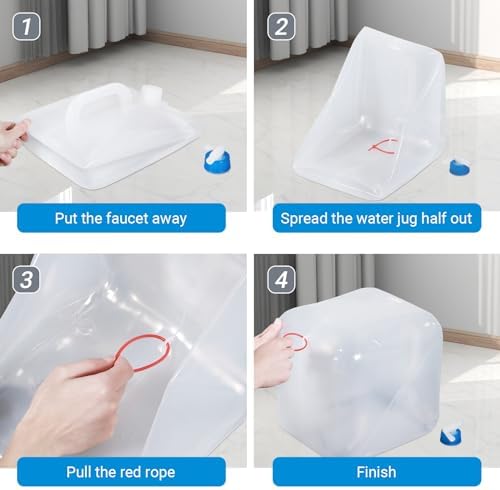 2 Pack Collapsible Water Container with Spigot, Foldable Cube Water Jugs Portable Water Storage for Outdoors Camping Hiking Disaster Preparedness & Survival Gear 1.4/2.6/4/5.3 Gallon