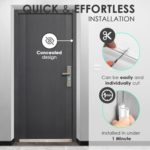 40FT Kerf Weather Stripping Door Seal Soundproof Weather Strips Seal Strip for Door Frame Exterior Weather Stripping (40FT,White,4 Gaskets)