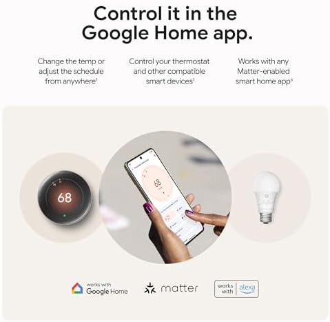 Google Nest Learning Thermostat (4th Gen, 2024) with Nest Temperature Sensor - Energy Saving Smart Thermostat with Adaptive Eco - Works with Alexa and Google Home App - Polished Gold