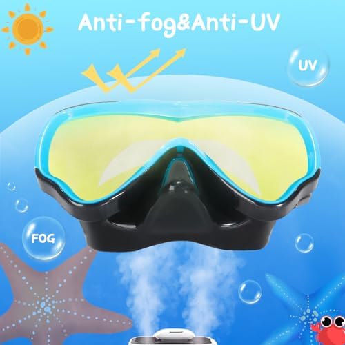 Kids Swimming Goggles Swim Mask with Nose Cover for Kids Youth 3-15, Anti-Shattered Lens UV Protection No-leak