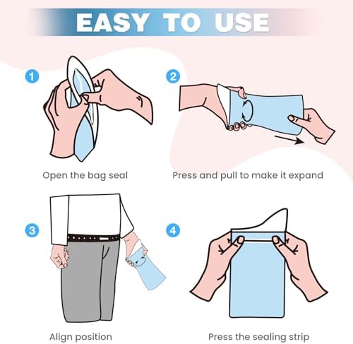 Disposable Urine Bags,900ML Pee Bags for Travel for Women/Men with Big Funnel,Leak-Proof Emergency Portable Travel Urinal and Vomit Bags for Travel,Car,Camping,Traffic,Pregnant, Patient, Kids
