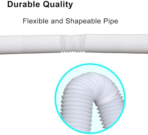 Extra Flexible Pipe for Prestantious 3” Downspout Extender Pipe, 2.6 inches ID, Pipe Stretched Length 6.6ft, White