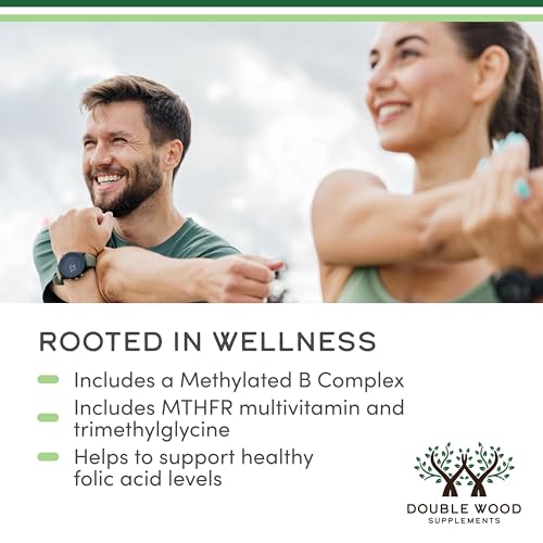 Methylated Multivitamin (Methylated and Activated Vitamins Only - Methylated B Complex with Trimethylglycine (TMG) and Methylfolate)(Non-GMO, Gluten Free MTHFR Supplement) 120 Capsules by Double Wood