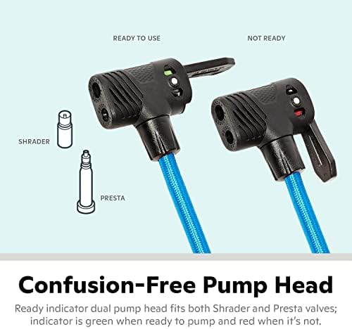 Schwinn Basic and Air Center Floor Bike Pump, Up to 120 Max PSI, Dual Head Fits Schrader and Presta Valve Types, Easy-to-Carry Portable and Convenient Design, Bicycle Essentials for Easy Road Riding