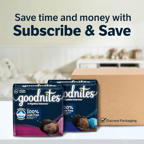 Goodnites Girls' Nighttime Bedwetting Underwear, Size Extra Small (28-43 lbs), 99 Ct, Packaging May Vary