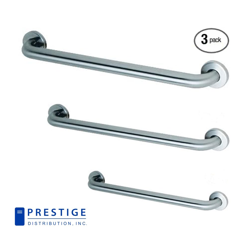 Commercial Grab Bar Bundle for Commercial Restrooms - ADA Compliance - 1.5" Diameter - 18", 36", 42" - Pack of 3