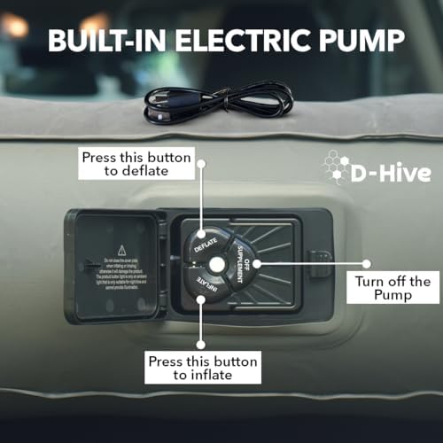 SUV Air Mattress, Ultra-Thick Material Extra-High Car Air Mattress, SUV Mattress for Toyota 4runner, Jeep Wrangler Air Mattress, Car Mattress w/Built-in Pump Inflatable Car Air Mattress Grey