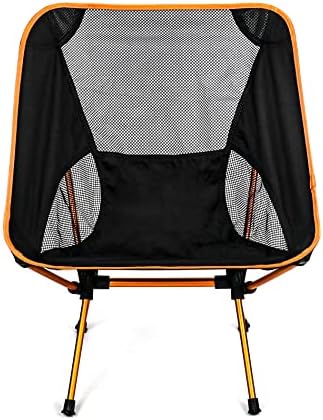 QWORK Ultralight Portable Camping Chair with Triangular Stability – Aluminum Alloy Frame, Ripstop Polyester Seat, Plastic Joints, 330 lbs Capacity - for Fishing, Camping, Hiking and Backpacking Orange