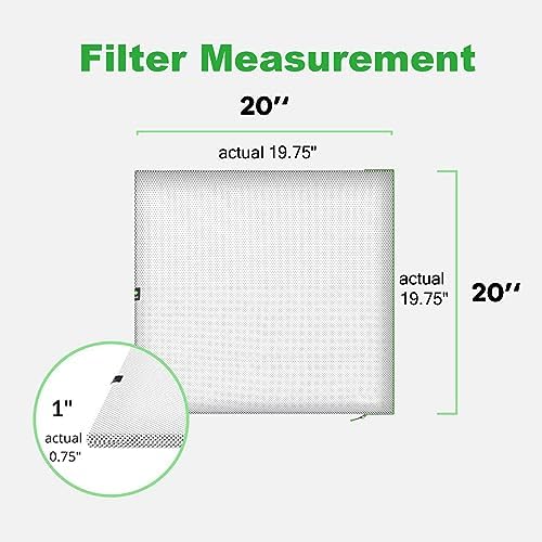 20x20x1 Air filter, Washable and Reusable Air Filter 20x20x1 for AC HVAC Furnace, MERV 8 Air Filters Machine Washable & Dryer Friendly, AC Furnace Air Filter