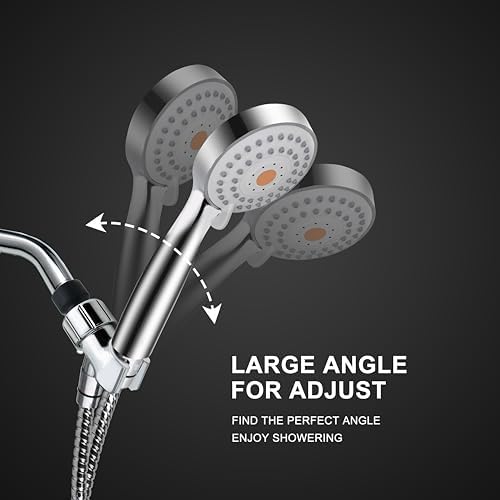 High Pressure Handheld Shower Head with Powerful Shower Spray against Low Pressure Water Supply Pipeline, Multi-functions, w/ 79'' Hose, Bracket, Chrome Finish