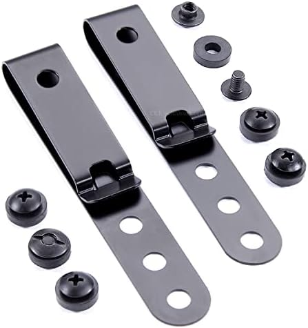 HolsterSmith Universal Metal Belt Clip for Holster Making - (Model 5) - (3-Hole) - (Tactical Black) - (w/SPTHA Mounting Hardware) - (2 Pack)