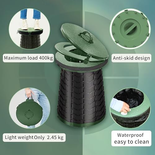 ALEVMOOM XXL Portable Toilet for Camping,880lbs Capacity,19.7" H Adjustable Portable Toilet with 7 Garbage Bags,Porta Potty for Adults,Collapsible Luggable Loo for Camping/Travel/Hiking/Car