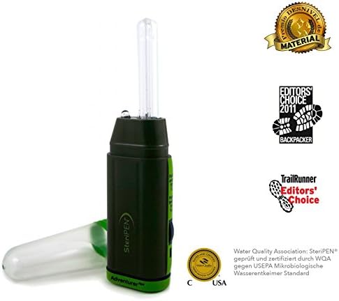 SteriPen Adventurer Opti UV Personal Water Purifier for Camping, Backpacking, Emergency Preparedness and Travel Black/Green Small