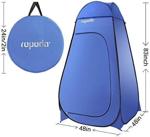 ROPODA Pop Up Tent 83inches x 48inches x 48inches, Upgrade Privacy Tent, Porta-Potty Tent Includes 1 Removable Bottom, 8 Stakes, 1 Removable Rain Cover, 1 Carrying Bag