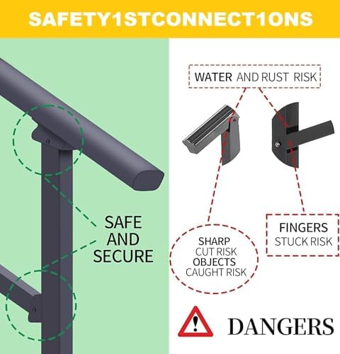Handrails for Outdoor Steps,1-4 Step Stair Handrail & Indoor Stair Railing Kit๏ผBlack Railings for Outdoor Steps and Hand Rails for Seniors for Porch๏ผ4 Step๏ผ