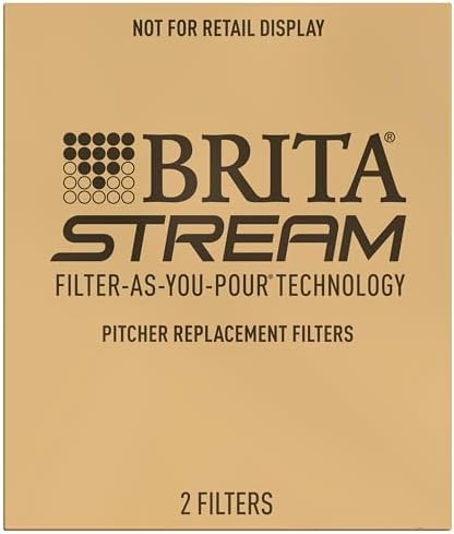 Brita Stream Pitcher Water Filter for Pitchers and Dispensers, BPA-Free, Replaces 1,800 Plastic Water Bottles a Year, Lasts Two Months or 40 Gallons, Includes 2 Filters
