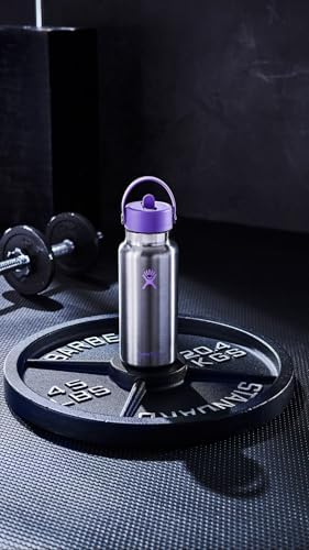 HYDRO FLASK Wide Mouth vacuum insulated stainless steel water bottle with leakproof closeable straw lid for cold water drinks, sports, travel, car and school
