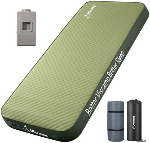 Self Inflating Camping Sleeping Pad, 4" Memory Foam Camping Pad Self Inflating Camping Mattress Sleeping Pad Camping Mat for Camping(Green)