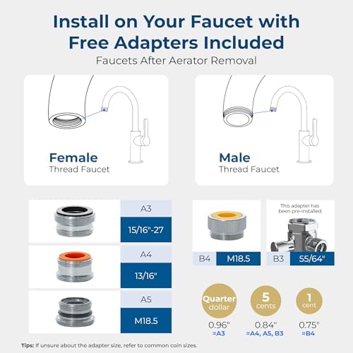 Waterdrop Countertop Water Filter, NSF/ANSI 42&372 Certified,5-Stage Stainless Steel Faucet Water Filter for 8000 Gallons, Reduces Heavy Metals, Bad Odor and 99% Chlorine,WD-CTF-01(1 Filter Included)