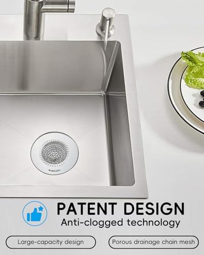 2 PCS Kitchen Sink Drain Strainer, Flippable Mesh Sink Strainer, 304 Stainless Steel Sink Screen, Easy Clean Large Basket Strainer, Anti-Clog Garbage Disposal Cover Fit for Standard Sink Drain