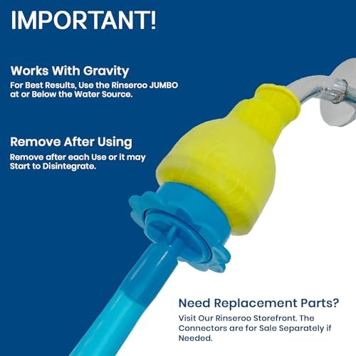 Rinseroo JUMBO Shower Cleaning Thing – Slip-On Handheld Hose Attachment for Fast, Mess-Free Shower Wall Rinsing–6 Ft Hose, Fits Up to 7" Shower Head–Temporarily Converts Standard Shower into Handheld