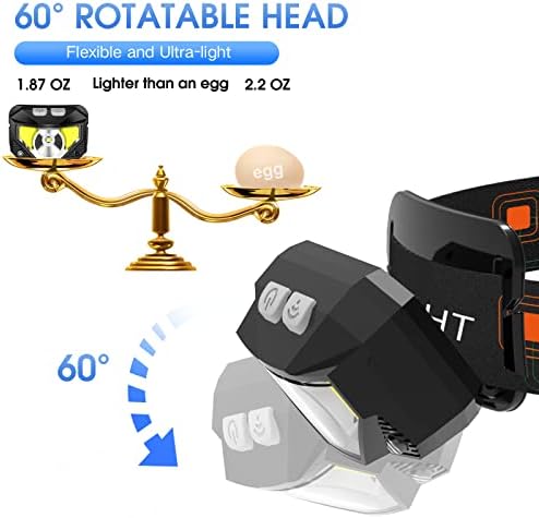 LHKNL Headlamp Flashlight,4-Pack Lumen Ultra Bright LED Rechargeable Headlight with White Red Light,Waterproof Motion Sensor Head Lamp,8 Mode for Outdoor Camping Running Cycling Fishing