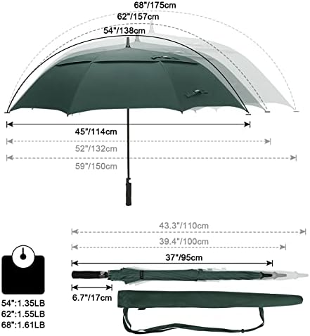 G4Free 47/54/62/68 Inch Automatic Open Golf Umbrella Oversize Extra Large Double Canopy Vented Windproof Waterproof Stick Umbrellas