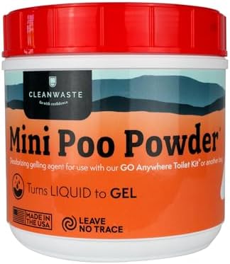 Cleanwaste Portable Mini Poo Powder Deodorizing Waste Treatment - 55 Scoops - Pee and Poop Gelling Powder for Camping, Travel, Emergencies