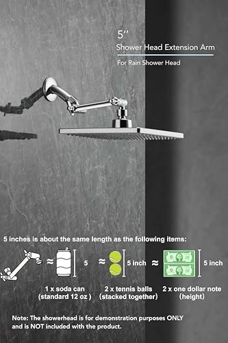 5 Inch Adjustable Shower Head Extension Arm With Locking Set Screw, Singing Rain Brass Chrome Angle Height Adjustable, Easy To Install, G1/2 Universal Connector Compatible (Chrome Finish)