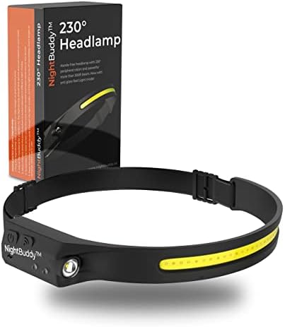 NightBuddy The Original LED Headlamp Rechargeable Flashlight for Adults Camping Essentials Backpacking Lights 4X Brighter Other Headlight Headband Lamp 5 Light Modes Hiking Gear Must Haves (Headlamp)