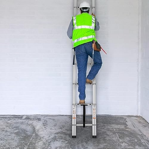 VEVOR Telescoping Ladder, 15 FT Aluminum Collapsible Extension Ladder, 400 LBS Capacity with Non-Slip Feet, Portable Multi-Purpose Compact Ladder for Home, RV, Loft, ANSI Liste…