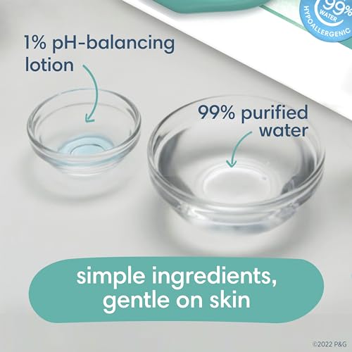 Pampers Baby Wipes Aqua Pure, 99% water-based wipes, Hypoallergenic and Unscented Infant Wipe, 448 Total (8 Flip-Top Packs)