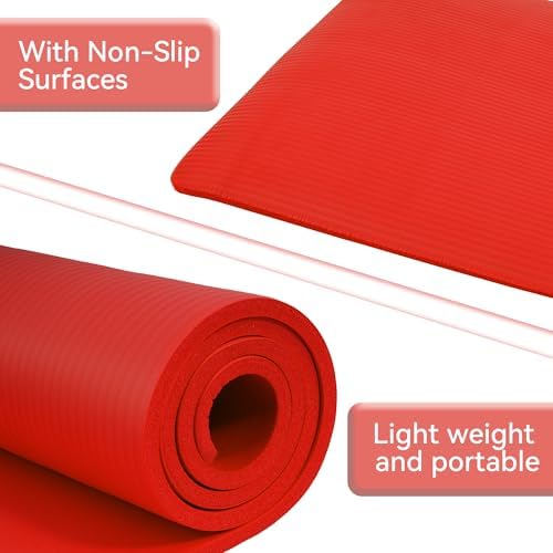 Yoga Mat, 1/2-Inch Extra Thick High Density Exercise Mat, Anti-Tear Exercise Yoga Mat with Carrying Strap, Suitable for Various Yoga Exercises