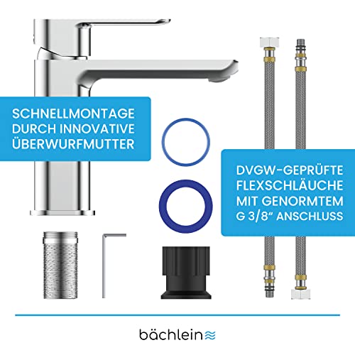 Bächlein Mizarela bath tap in classic design, single lever mixer with durable ceramic cartridge and mounting kit, bath tap chrome - flat spout