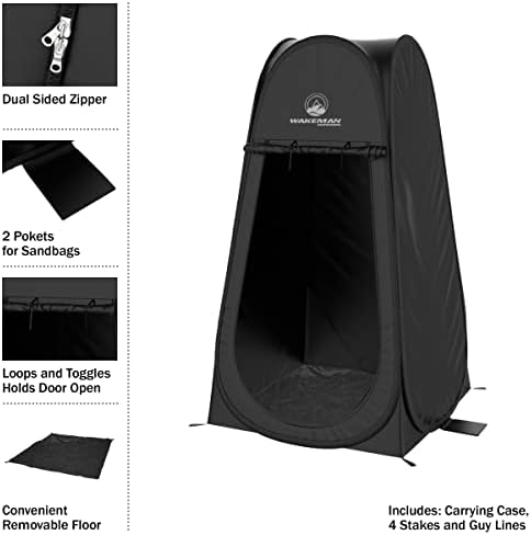 Pop Up Pod - Privacy Shower Tent, Dressing Room, or Portable Toilet Stall with Carry Bag for Camping, Beach, or Tailgate by Wakeman Outdoors