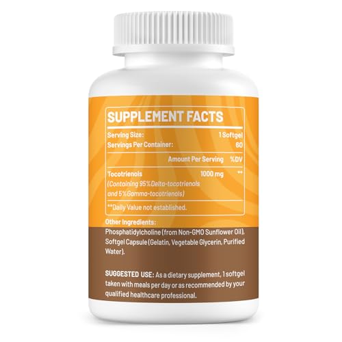 Liposomal Vitamin E Tocotrienols 1000mg - High Potency Tocotrienol Supplements,95% Delta & 5% Gamma Tocotrienols Capsules